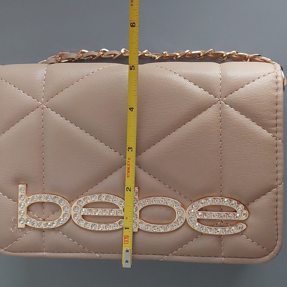 Bebe Zaza Flap Quilted Crossbody Beige - Picture 8 of 10